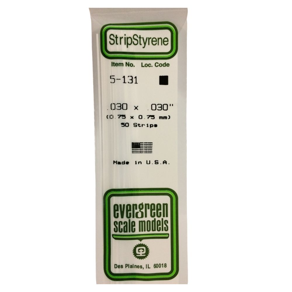 Evergreen 131 Styrene Strip .030 x .030 in (10 Pack)