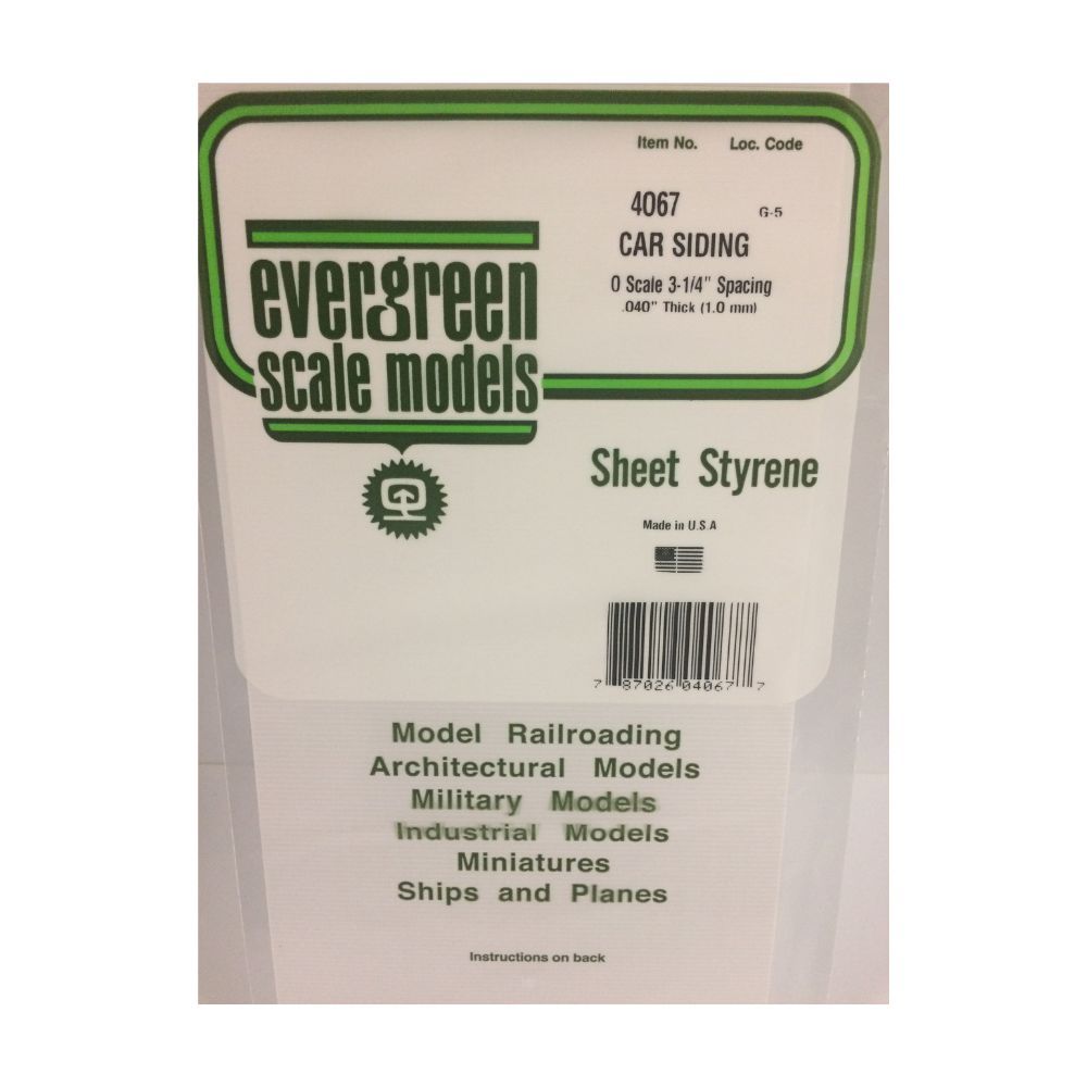 Evergreen 14067 Styrene Car Siding O Scale, 12 x 24 in