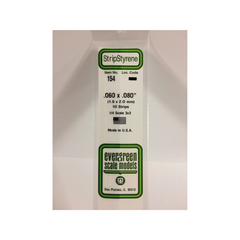 Evergreen 154 Styrene Strip .060 x .080 in (10 Pack)