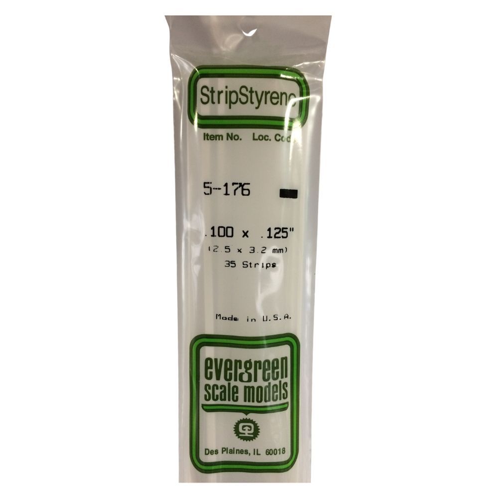 Evergreen 176 Styrene Strip .100 x .125 in (7 Pack)
