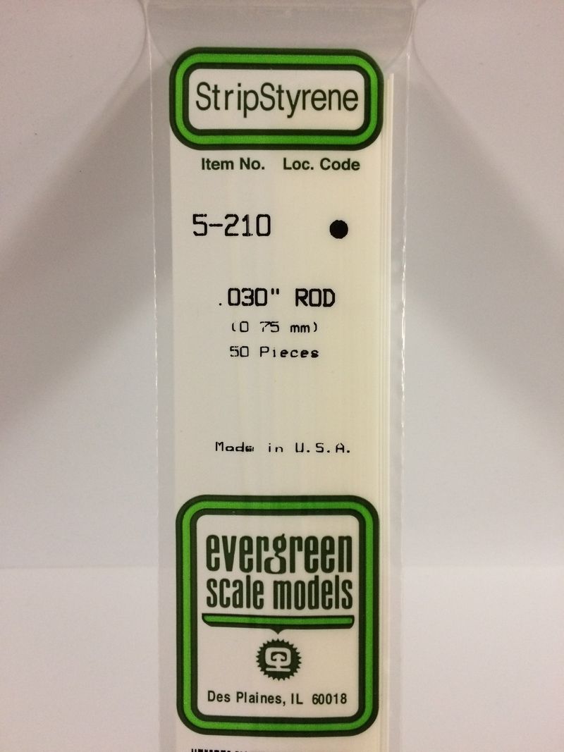 Evergreen 210 Styrene Rod .030 in (10 Pack)
