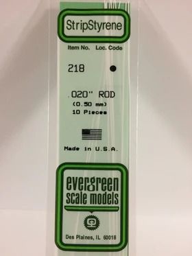 Evergreen 218 Styrene Rod .020 in (10 Pack)
