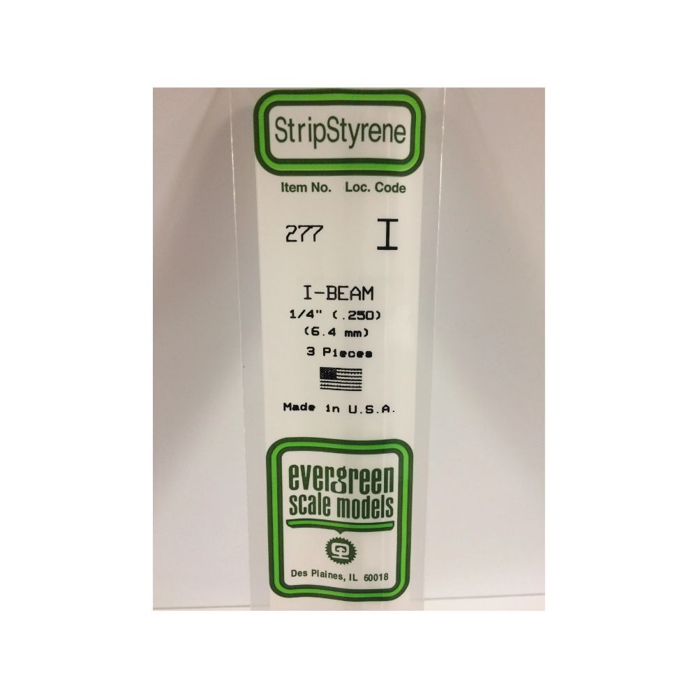 Evergreen 277 Styrene I-Beam .250 in (6.4 mm) (3 Pack)