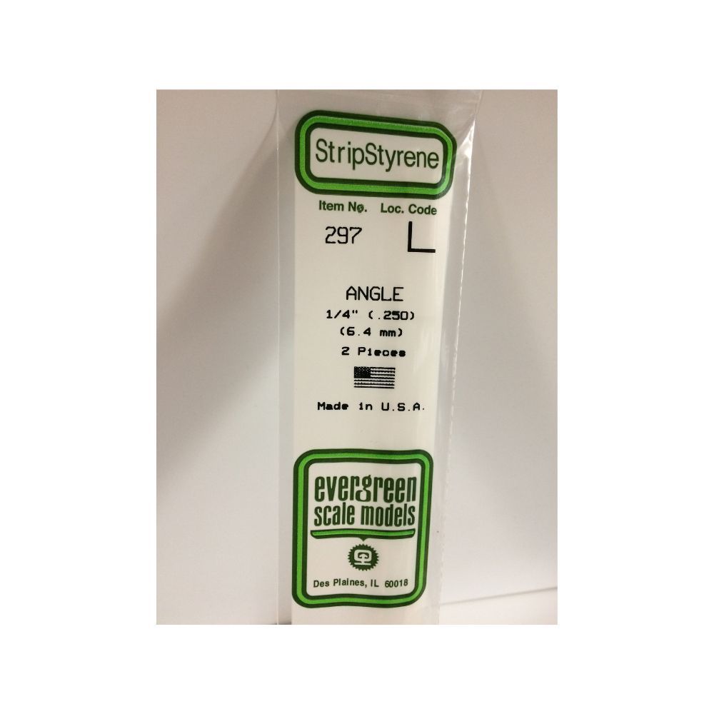 Evergreen 297 Styrene Angle .250 in (6.4 mm) (2 Pack)