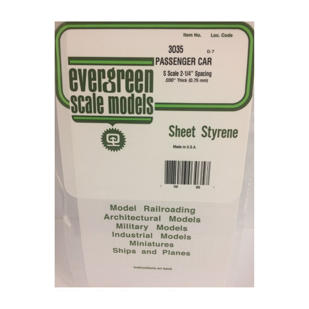 Evergreen 3035 Styrene Passenger Car Siding S Scale, 6 x 12 in