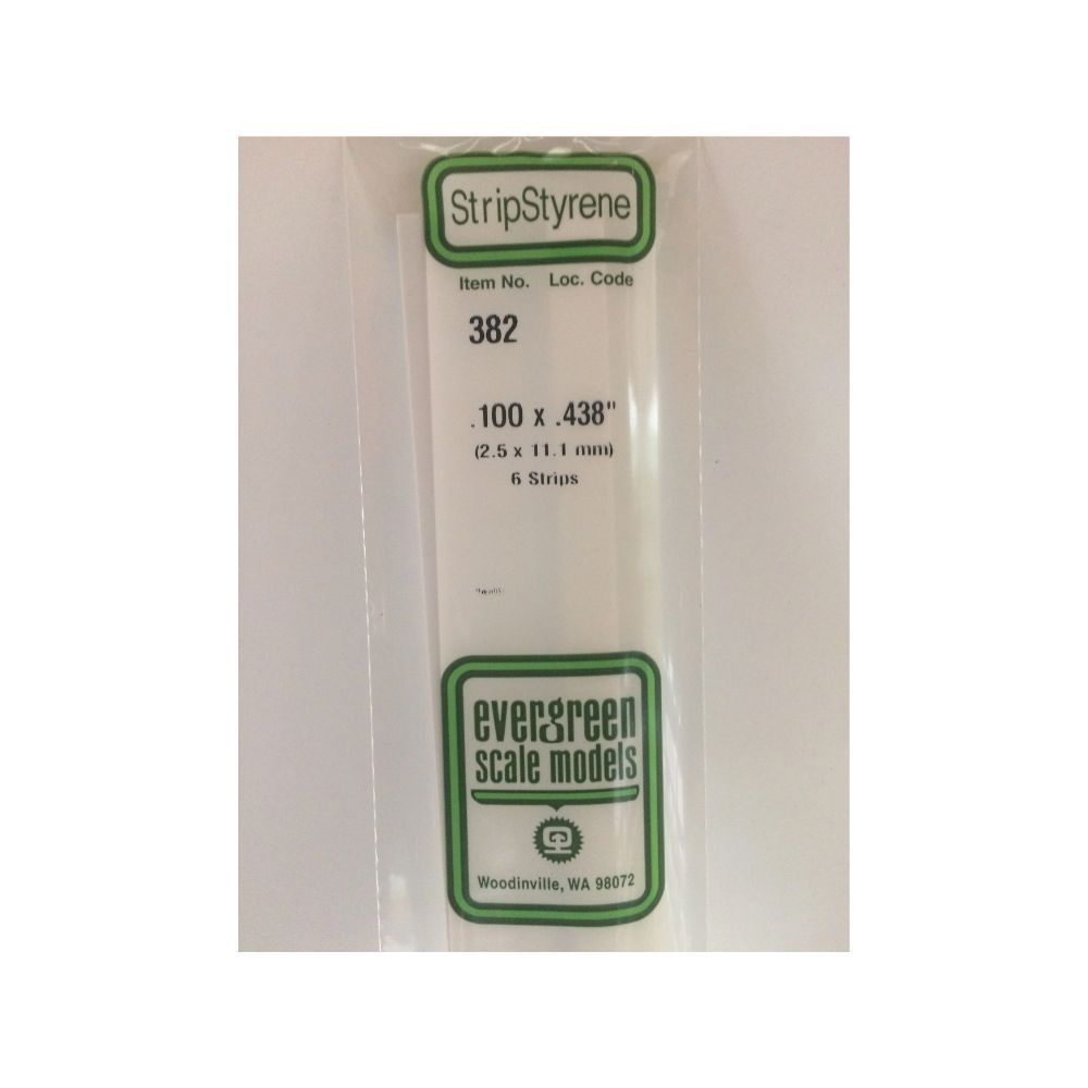 Evergreen 382 Styrene Strip .100 x .438 x 24 in (6 Pack)