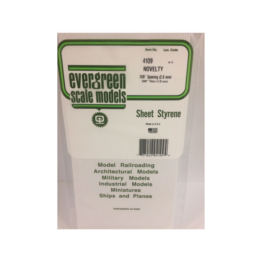 Evergreen 4109 Styrene Novelty Siding, .109 in Spacing, 6 x 12 in