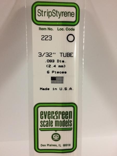 Evergreen 5223 Styrene Tube 3/32 (.093) in (30 Pack)