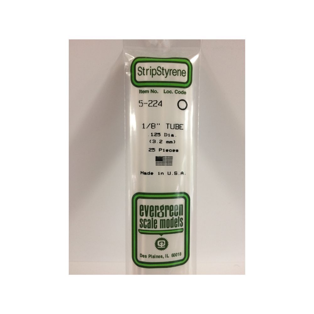 Evergreen 5224 Styrene Tube 1/8 (.125) in (25 Pack)