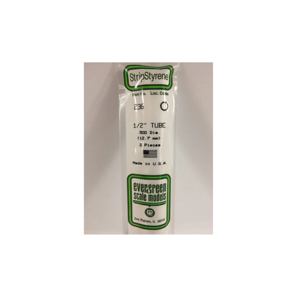Evergreen 5236 Styrene Tube 1/2 (.500) in (10 Pack)
