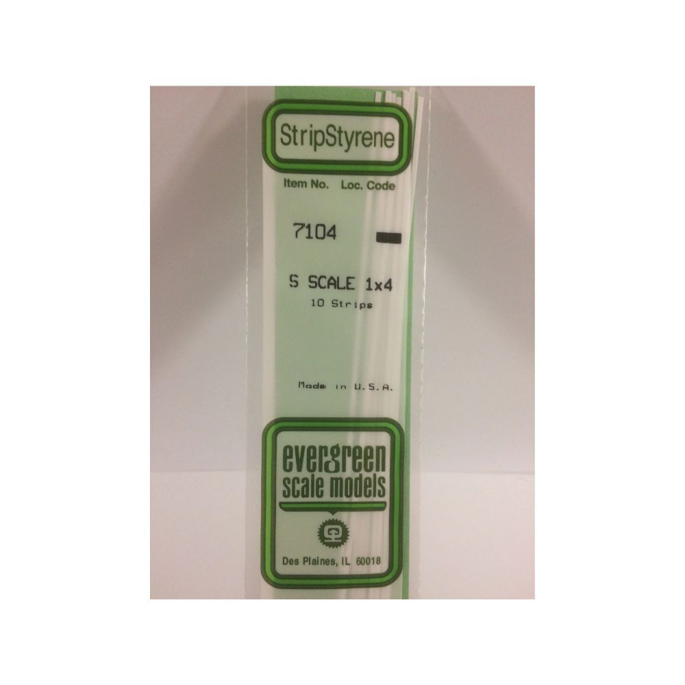 Evergreen 7104 S Scale Styrene Strip 1 x 4 (10 Pack)