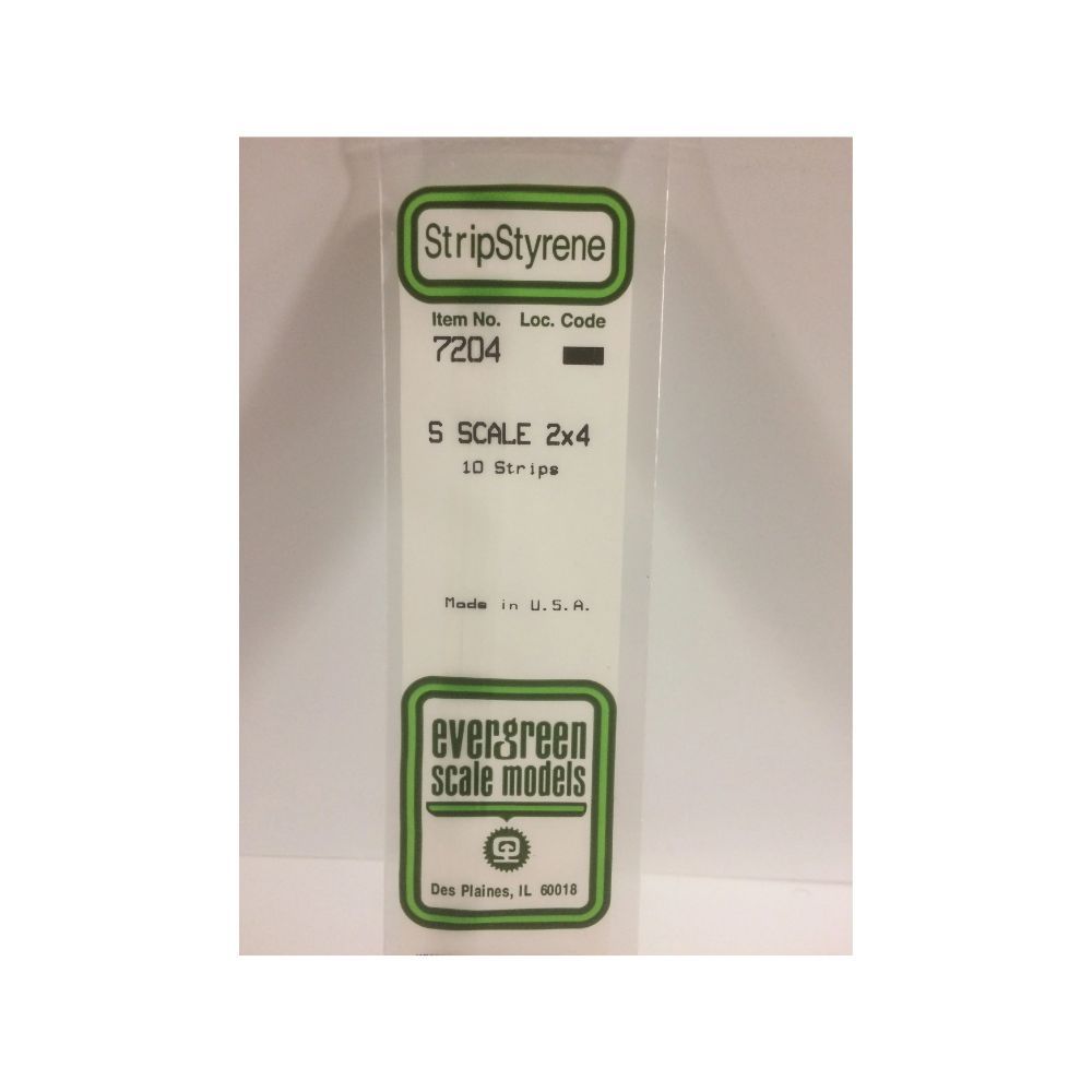 Evergreen 7204 S Scale Styrene Strip 2 x 4 (10 Pack)