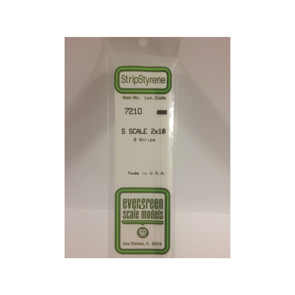 Evergreen 7210 S Scale Styrene Strip 2 x 10 (9 Pack)