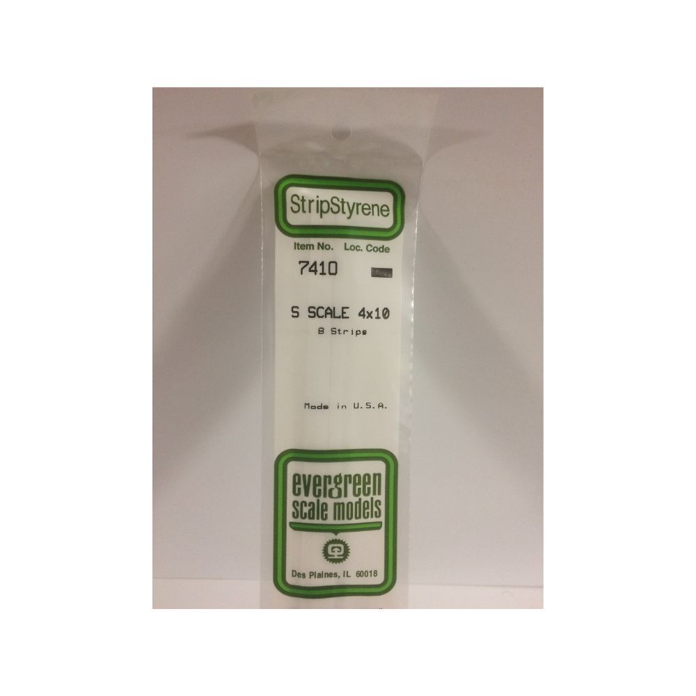 Evergreen 7410 S Scale Styrene Strip 4 x 10 (8 Pack)