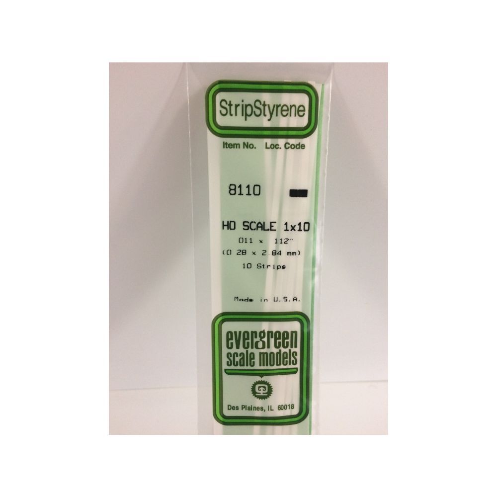 Evergreen 8110 HO Scale Styrene Strip 1 x 10 (10 Pack)
