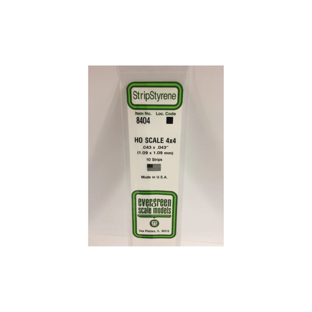 Evergreen 8404 HO Scale Styrene Strip 4 x 4 (10 Pack)