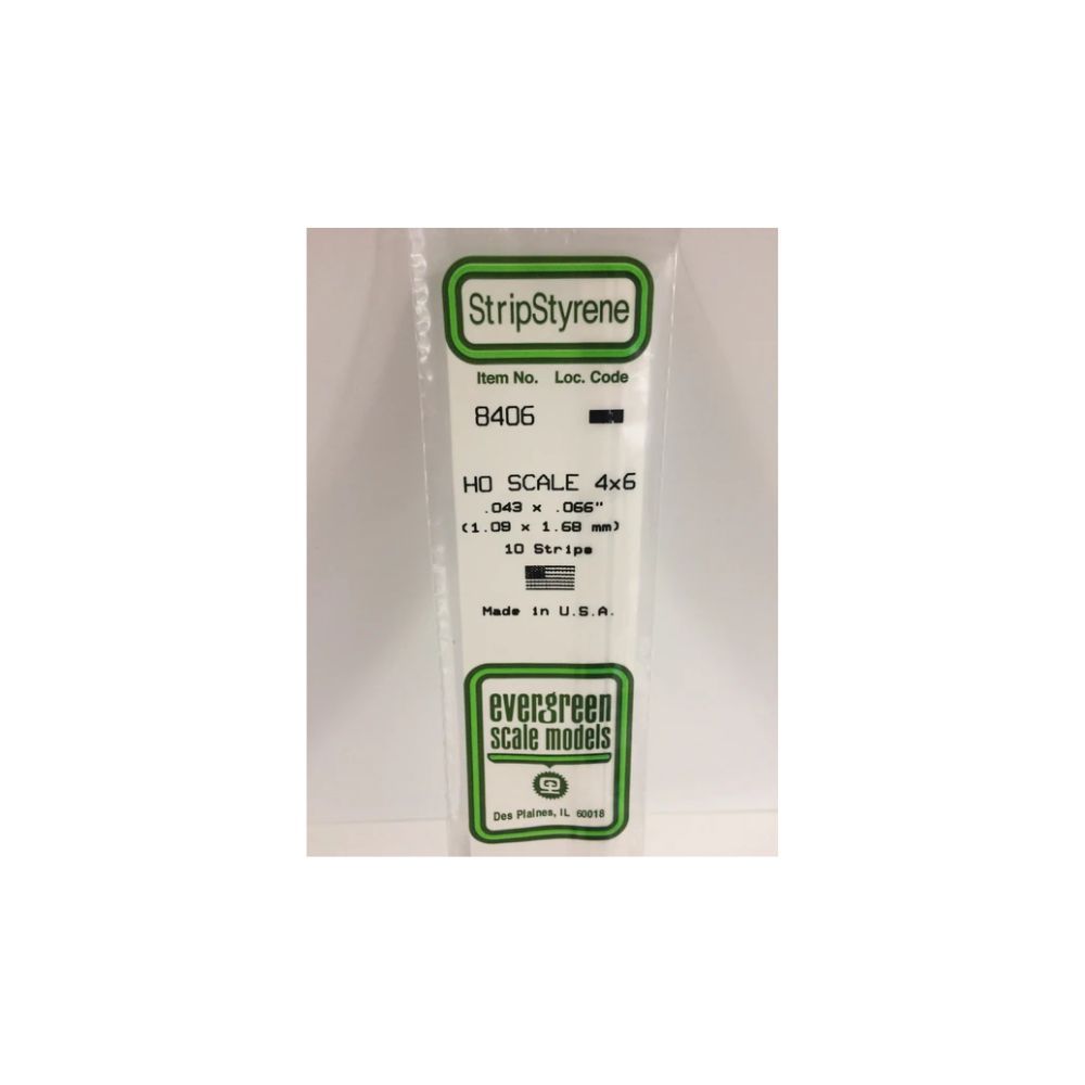 Evergreen 8406 HO Scale Styrene Strip 4 x 6 (10 Pack)
