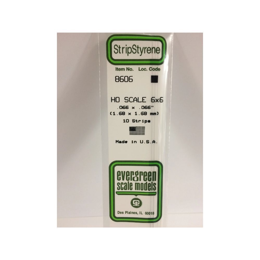 Evergreen 8606 HO Scale Styrene Strip 6 x 6 (10 Pack)