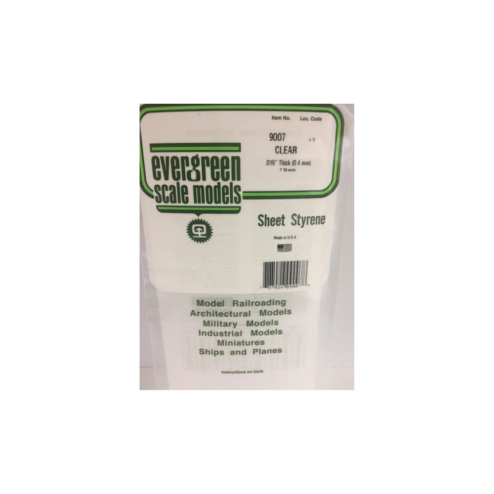 Evergreen 9007 Clear Styrene Sheet 6 x 12 in, .015 in Thick (2 Pack)