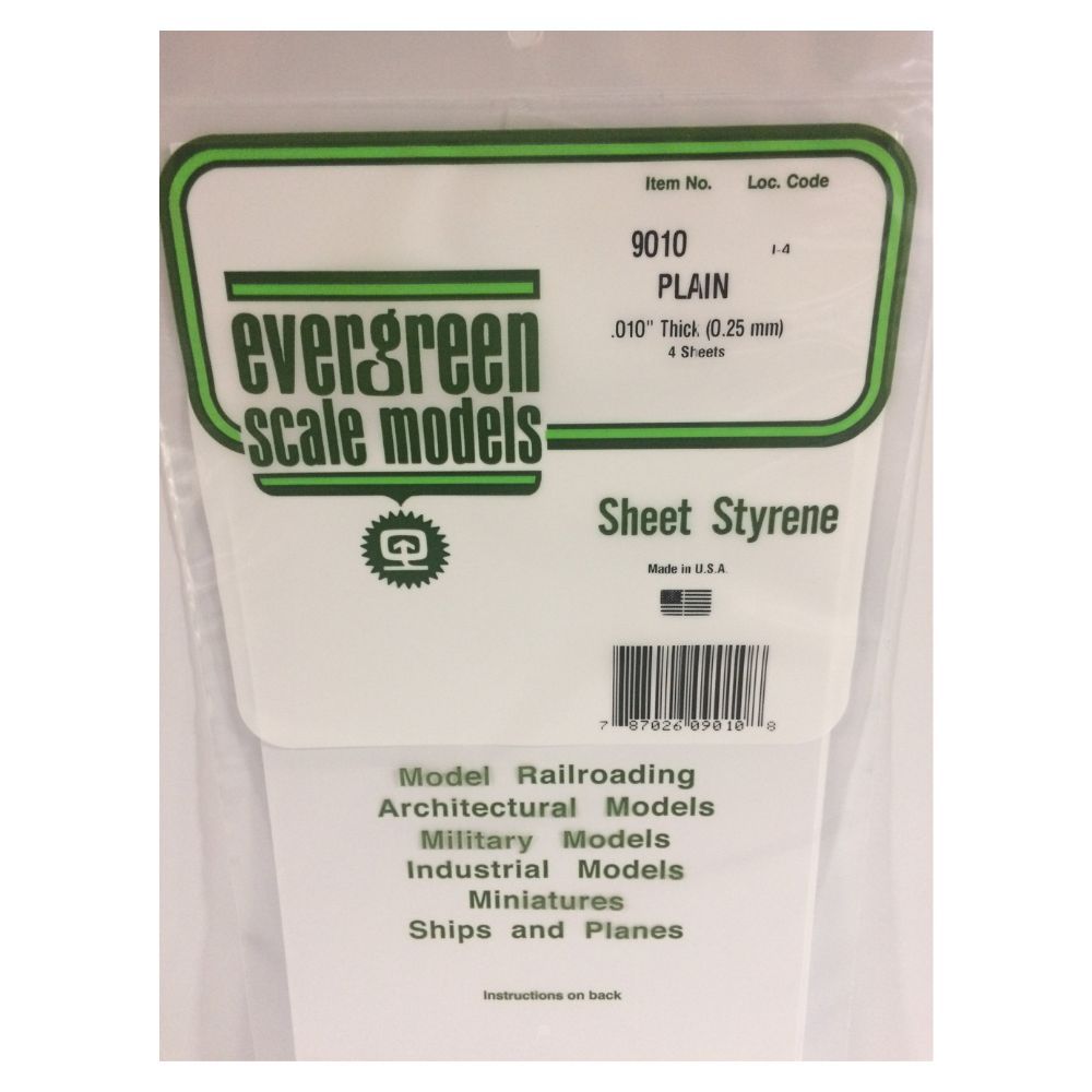 Evergreen 9210 White Styrene Sheet 11 x 14 in, 0.25 mm Thick (15 Pack)