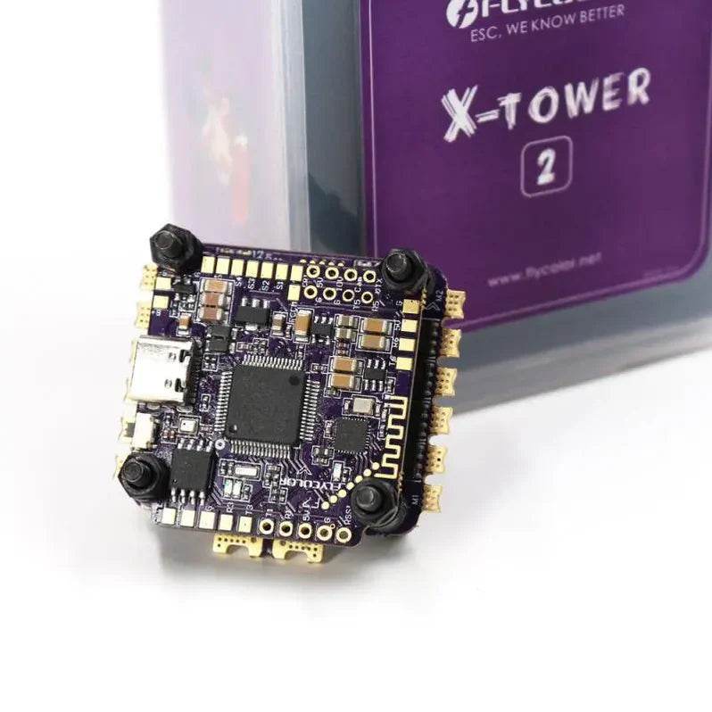 Flycolor X-Tower 2 F7 Flight Controller Stack w/ Bluetooth LED 60A 3-6S BLHeli32 4in1 ESC - 30x30mm - Rising Sun FPV