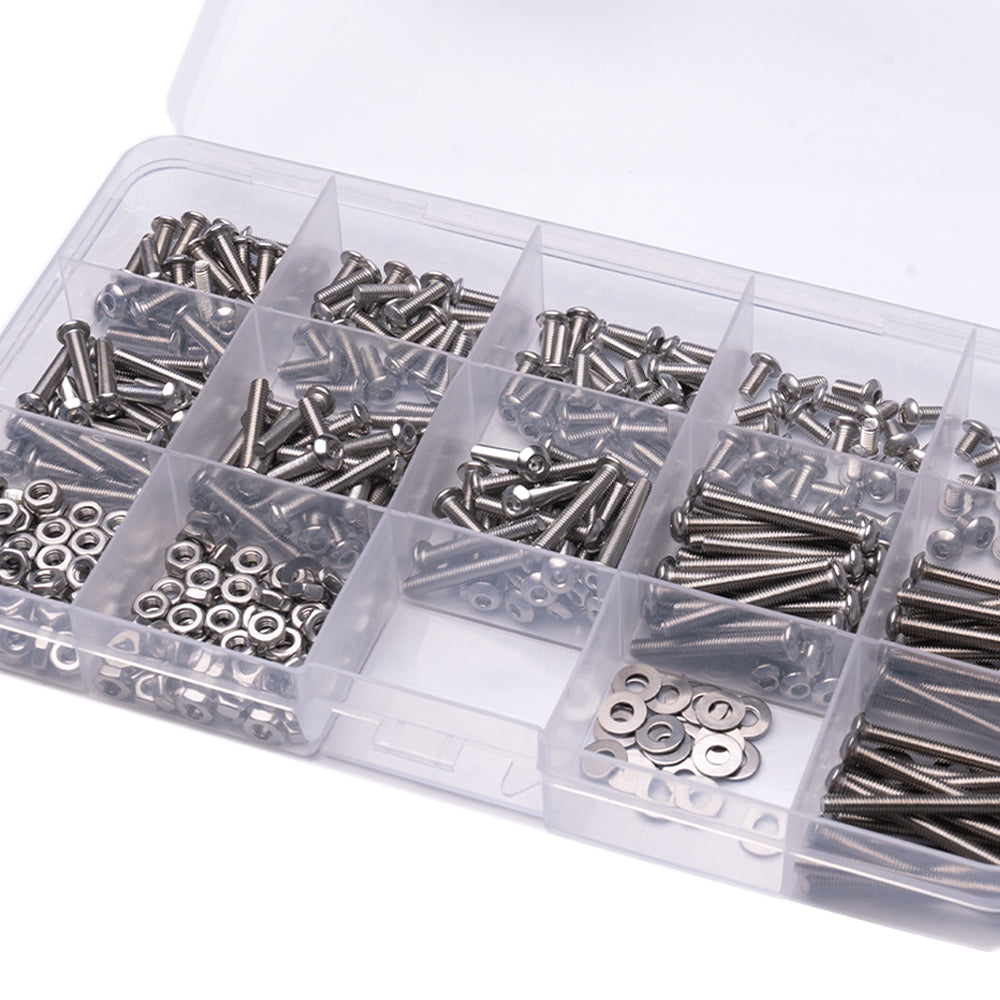 Plexa M3 304 Stainless Steel Button Bolts, Nut and Washer Assorted Kit (400 pack) - Rising Sun FPV