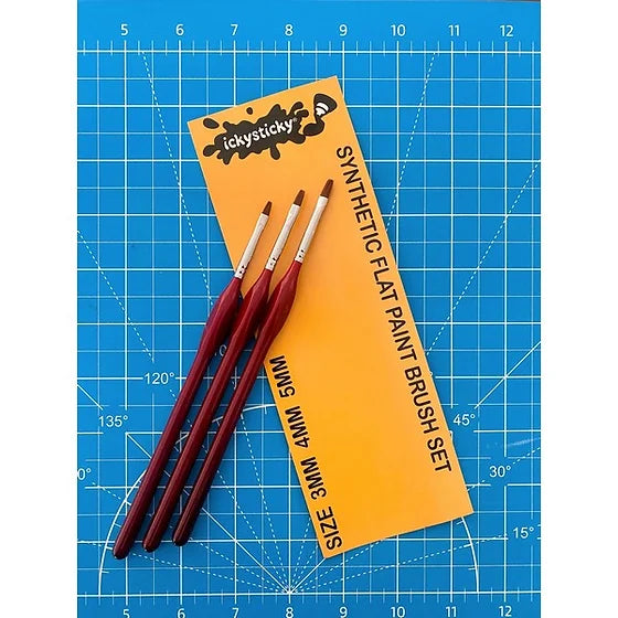 SYNTHETIC FLAT DETAIL PAINT BRUSH SET 3MM, 4MM, 5MM - Rising Sun FPV