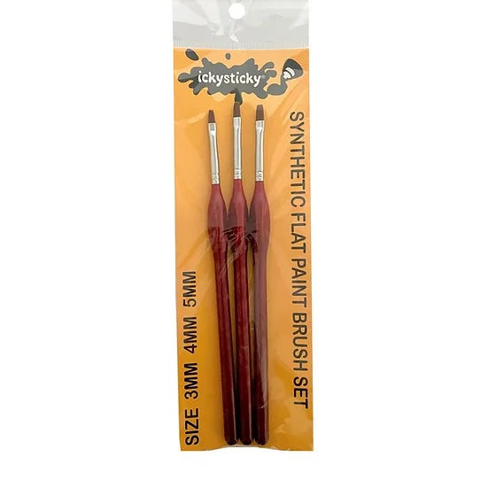 SYNTHETIC FLAT DETAIL PAINT BRUSH SET 3MM, 4MM, 5MM