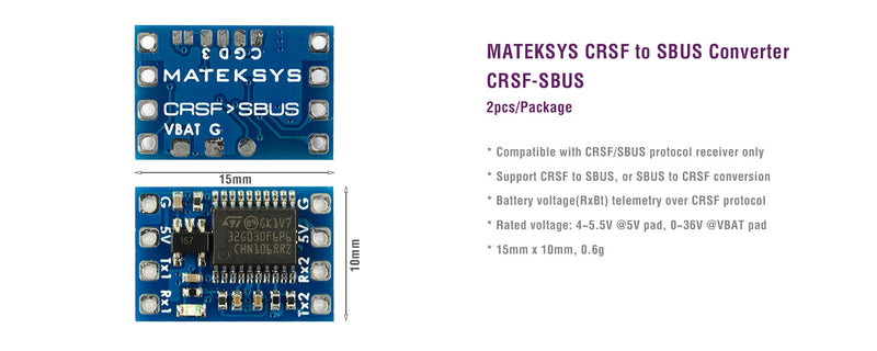MatekSYS ELRS CRSF TO SBUS CONVERTER