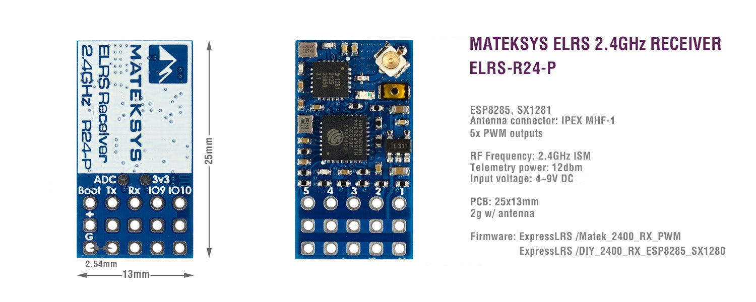 MatekSYS EXPRESSLRS/ELRS 2.4GHZ PWM RECEIVER - Rising Sun FPV