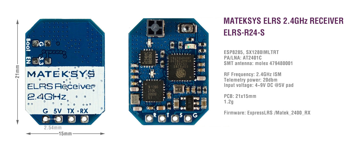 MatekSYS EXPRESSLRS/ELRS 2.4GHZ RECEIVER R24S