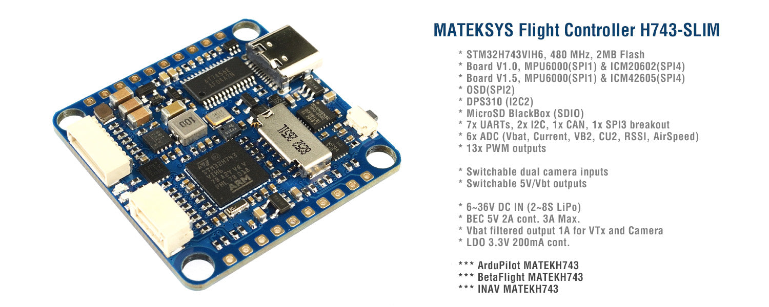 MatekSYS FLIGHT CONTROLLER H743-SLIM V3 - Rising Sun FPV