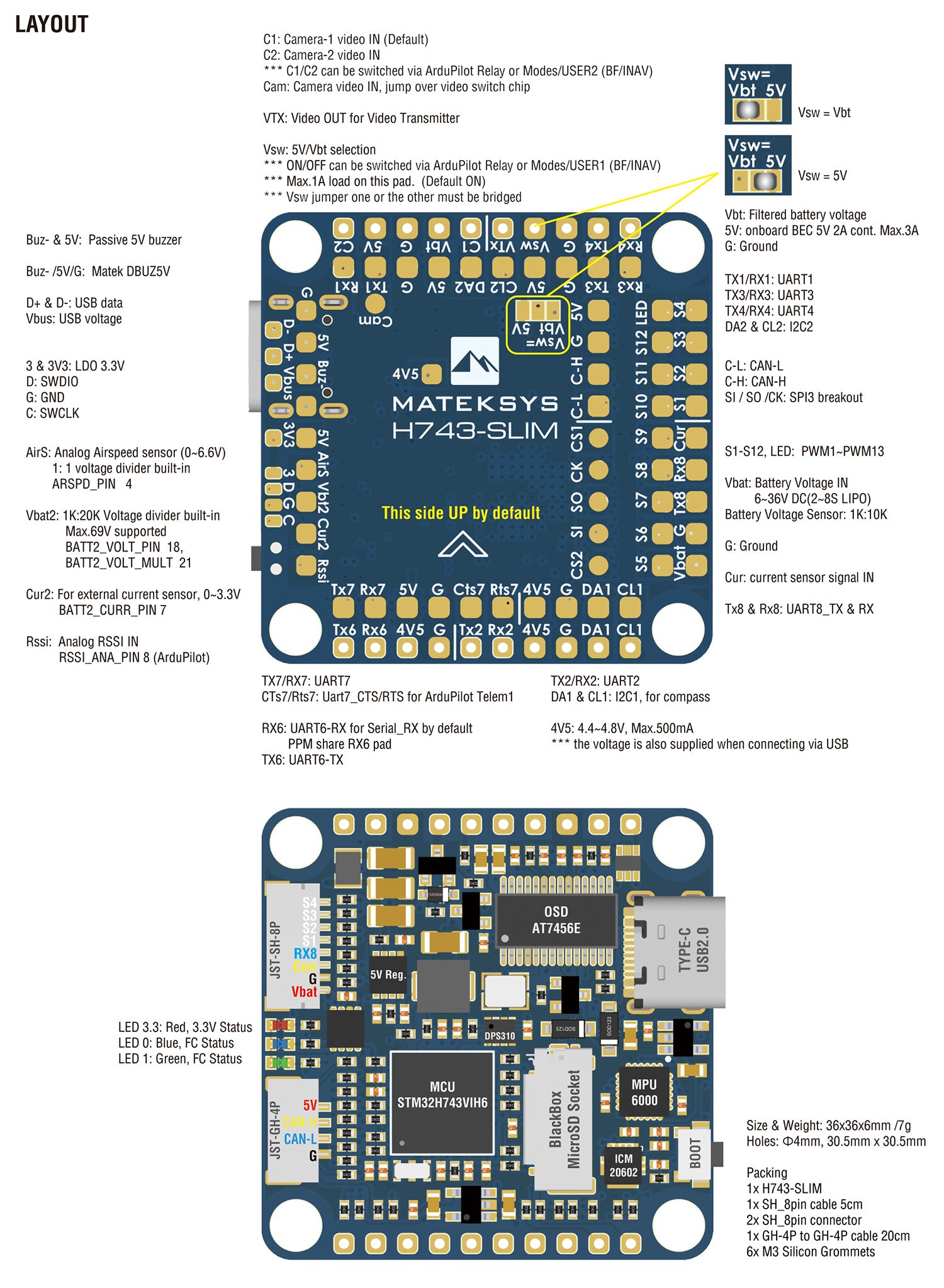 MatekSYS FLIGHT CONTROLLER H743-SLIM V3