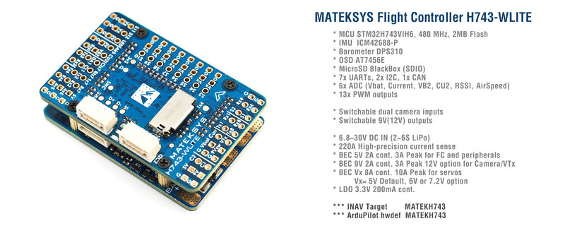 MatekSYS FLIGHT CONTROLLER H743-WLITE