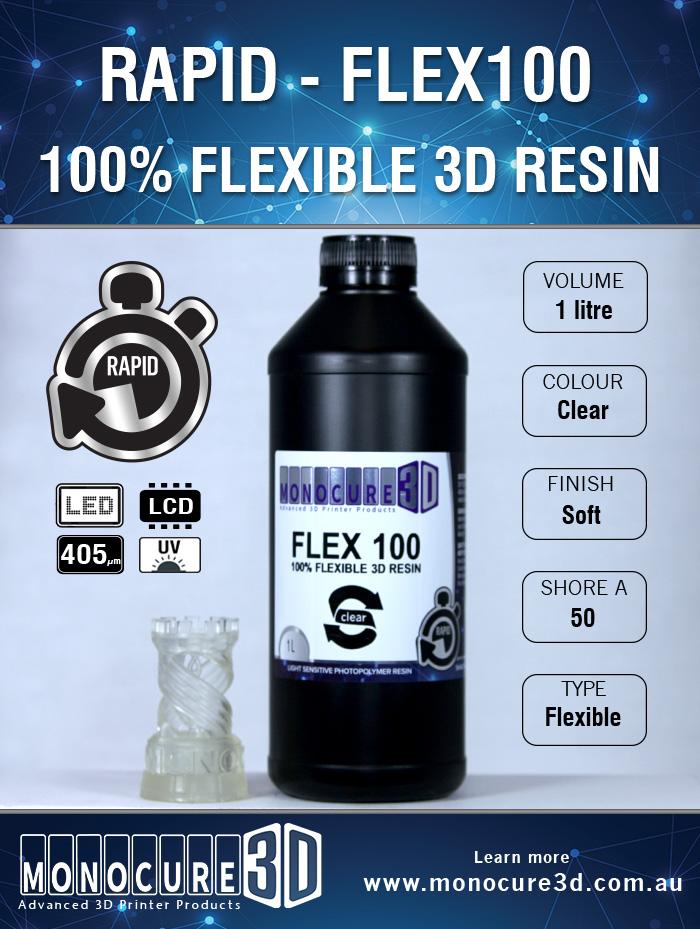 3D RAPID FLEX100 RESIN CLEAR